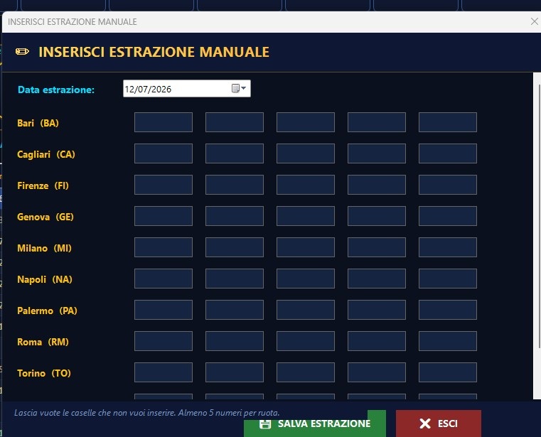 Inserimento manuale