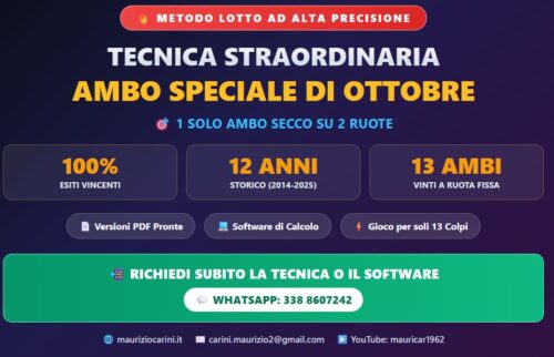 Ambo Speciale di Ottobre | Software + PDF | 1 solo ambo